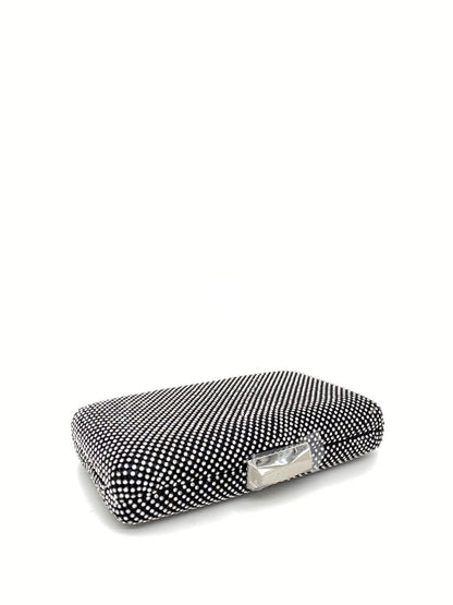 Black Geometric Clutch with Metal Closure