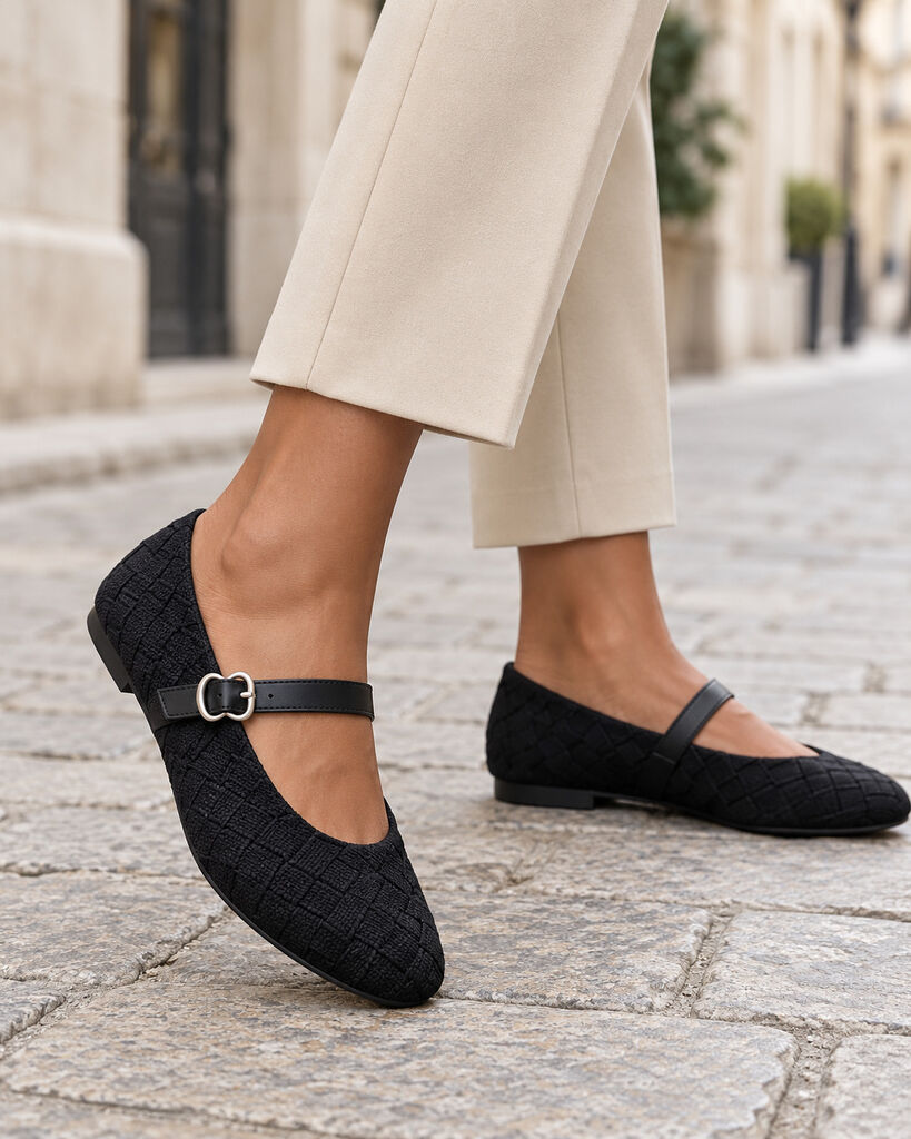 Mary Jane Shoe Suede BLACK