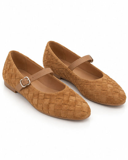 Mary Jane Shoe Suede CAMEL