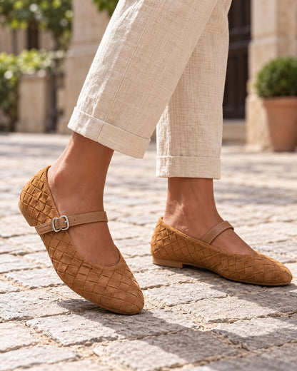 Mary Jane Shoe Suede CAMEL