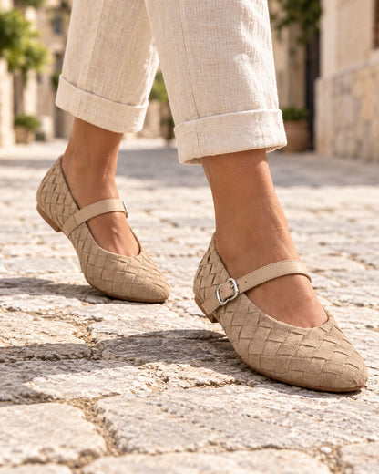 Mary Jane Shoe Suede KHAKI
