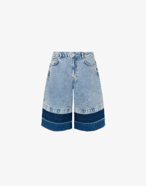 Blue Colorblock Denim Bermuda Shorts