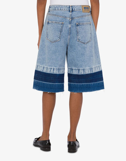 Blue Colorblock Denim Bermuda Shorts