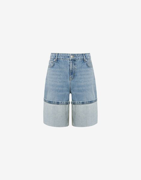 Blue Denim Two-Tone Bermuda Shorts