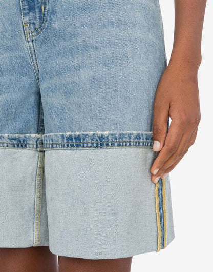 Blue Denim Two-Tone Bermuda Shorts