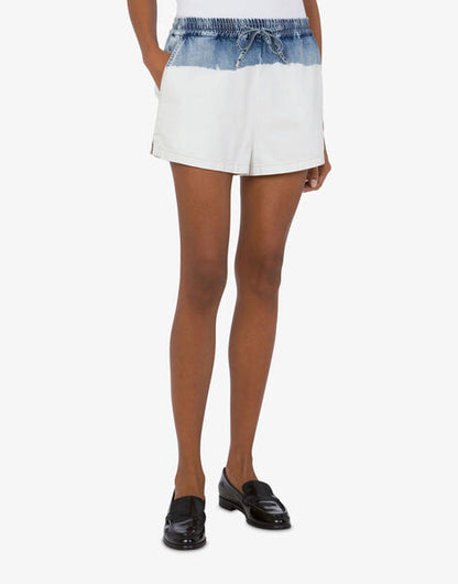 Blue and White Tie-Dye Drawstring Shorts