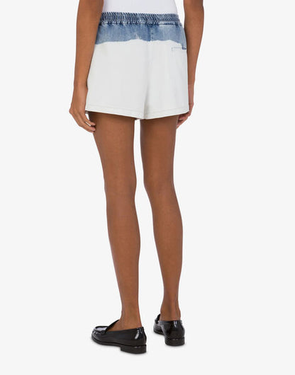 Blue and White Tie-Dye Drawstring Shorts