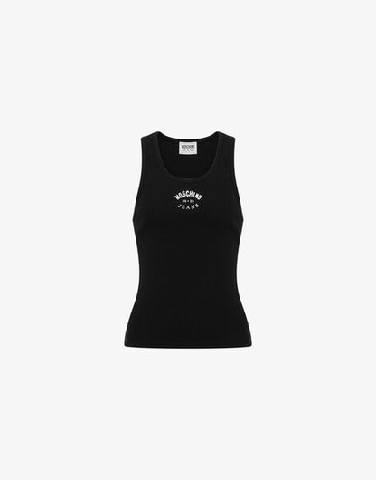 Black Logo Ribbed Tank Top