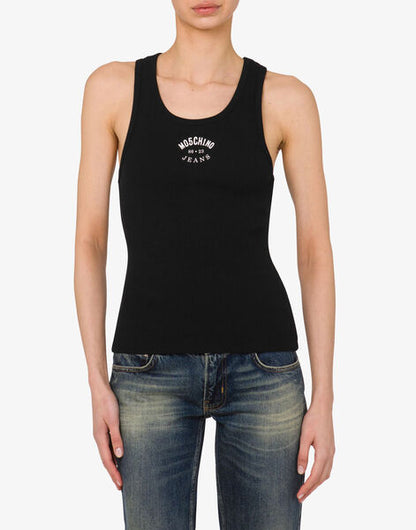 Black Logo Ribbed Tank Top