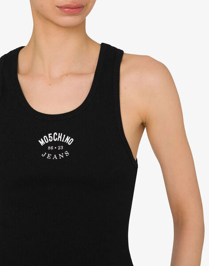 Black Logo Ribbed Tank Top