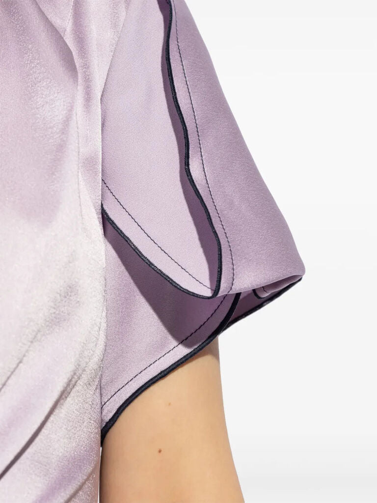 Lilac Satin Dress with Ruched Detail