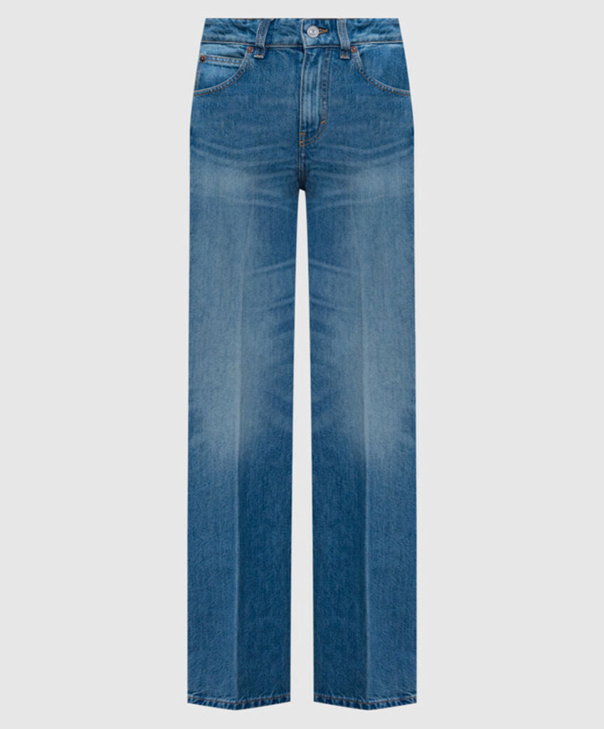 Blue Denim Wide-Leg Jeans
