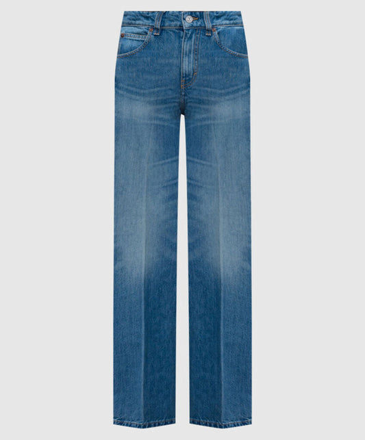 Blue Denim Wide-Leg Jeans