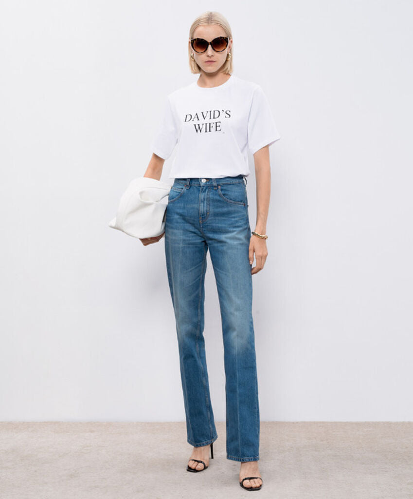 Blue Denim Wide-Leg Jeans