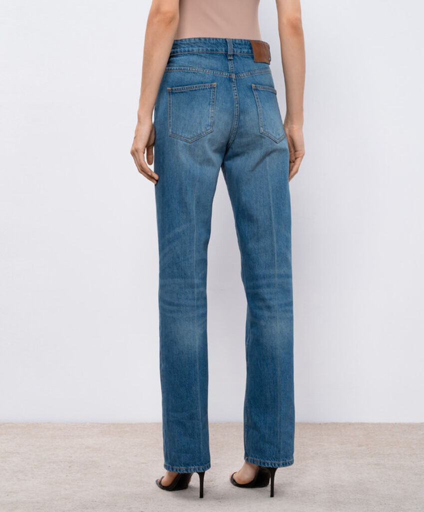 Blue Denim Wide-Leg Jeans