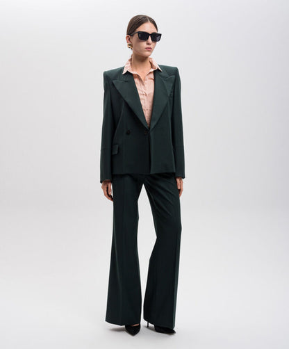 Dark Jacket with Bold Lapels and Gold Chain Detail