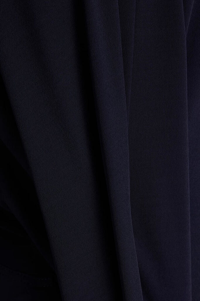 Navy Long-Sleeve Maxi Dress with High Neck