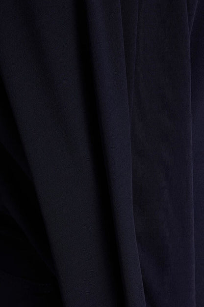 Navy Long-Sleeve Maxi Dress with High Neck