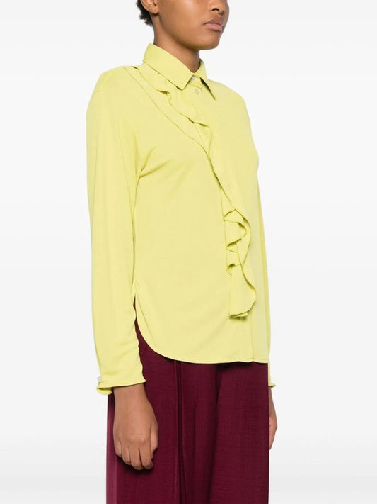 Lime Ruffle Detail Long Sleeve Blouse