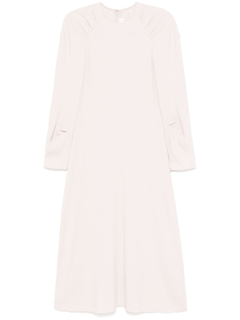 Soft Cream Long Sleeve Midi Dress