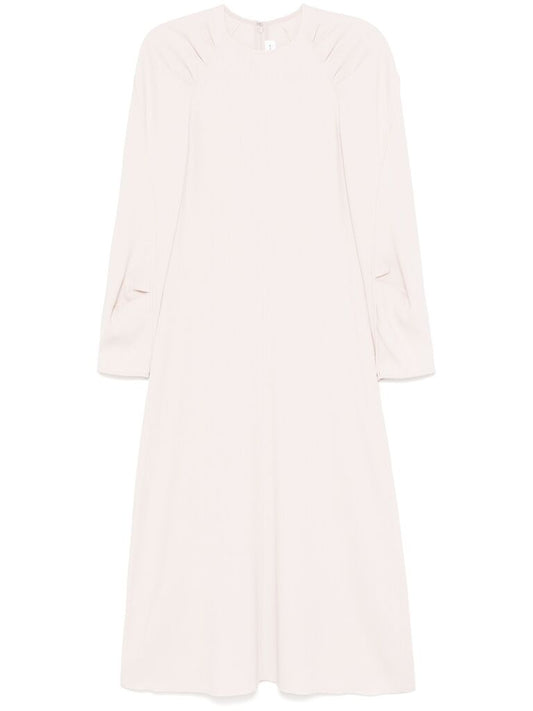 Soft Cream Long Sleeve Midi Dress