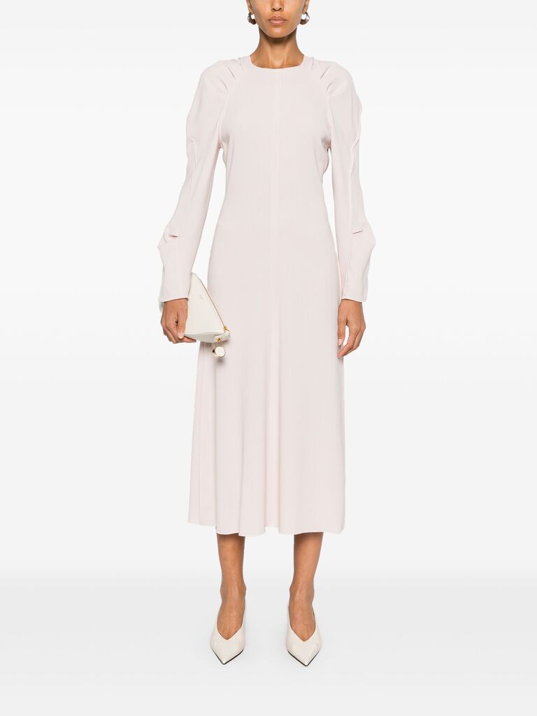Soft Cream Long Sleeve Midi Dress