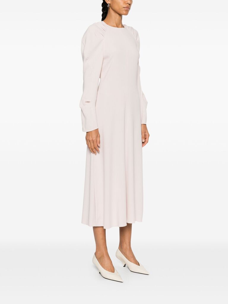 Soft Cream Long Sleeve Midi Dress