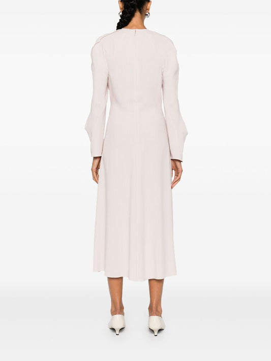 Soft Cream Long Sleeve Midi Dress