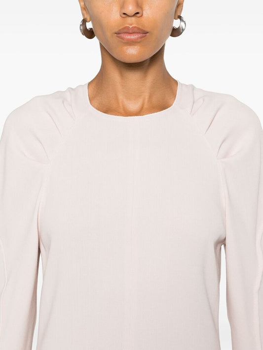 Soft Cream Long Sleeve Midi Dress
