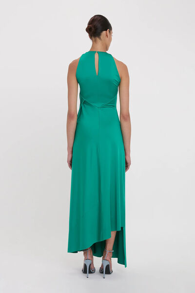 Green Draped Halter Maxi Dress