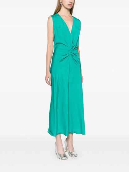 Emerald Twist Front Sleeveless Dress