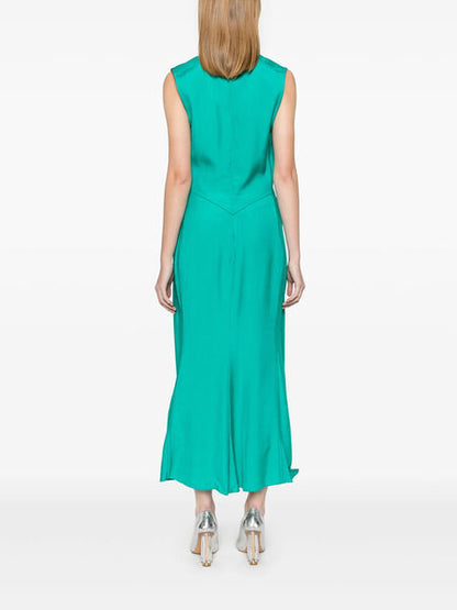 Emerald Twist Front Sleeveless Dress