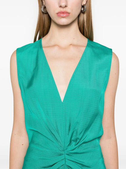 Emerald Twist Front Sleeveless Dress