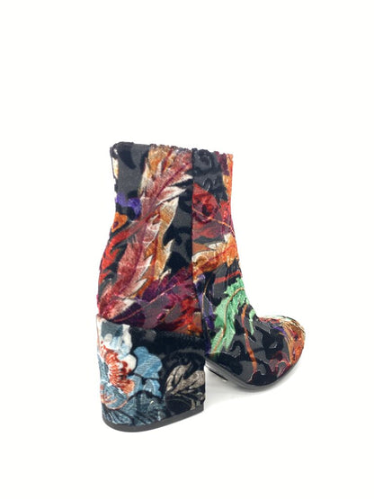 Multicolor Velvet Ankle Boot with Block Heel