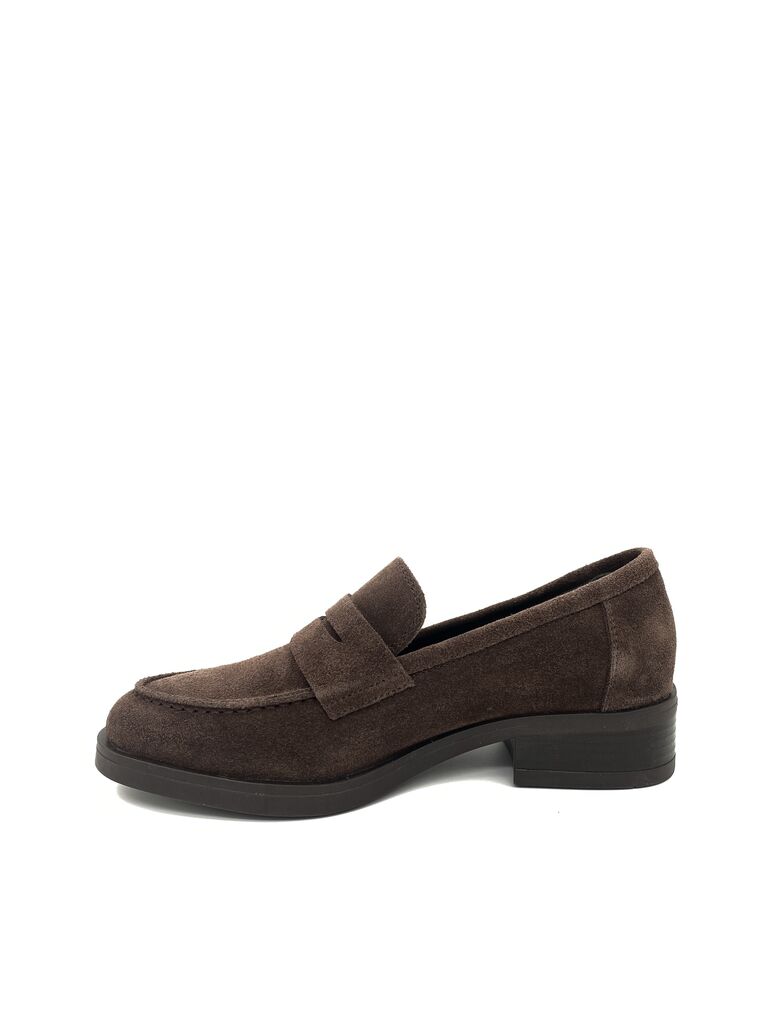 Brown Suede Loafers with Low Heel