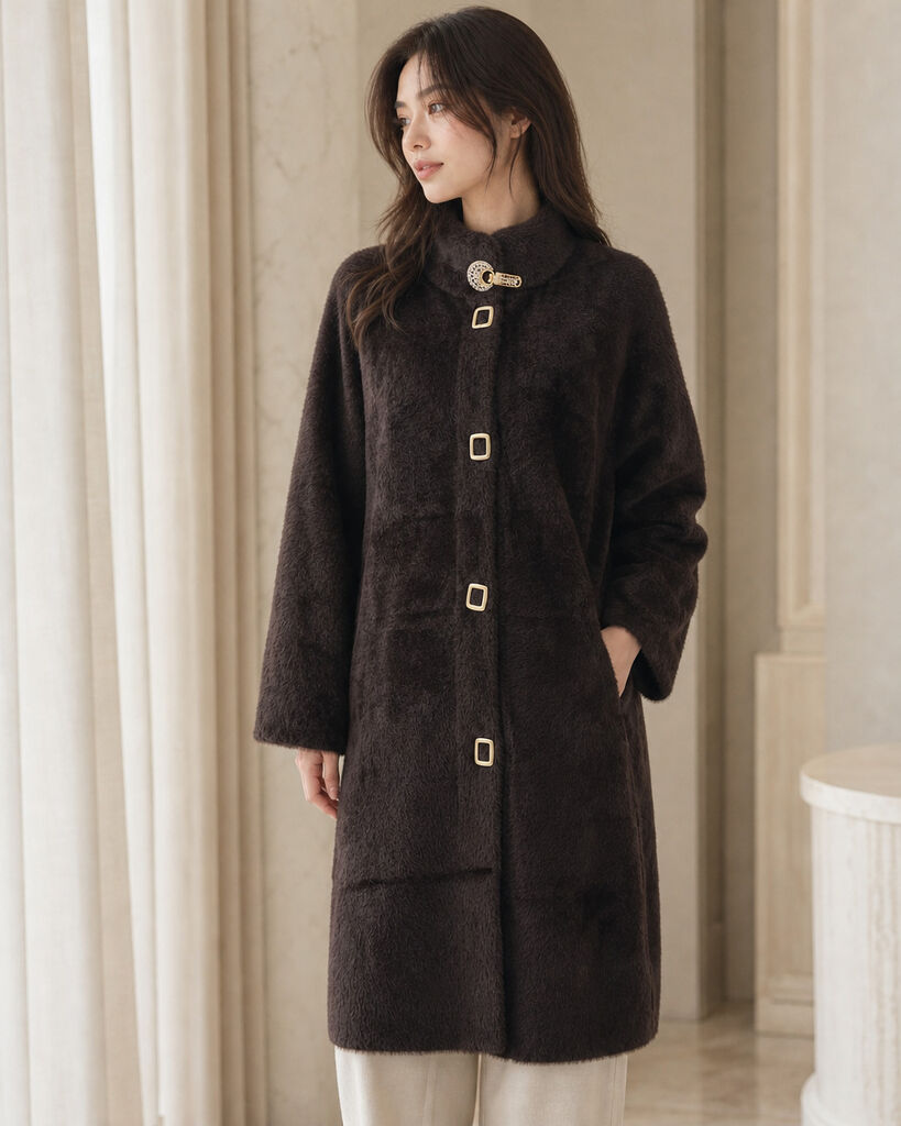 Coat Faux Fur COFFEE