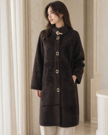 Coat Faux Fur COFFEE
