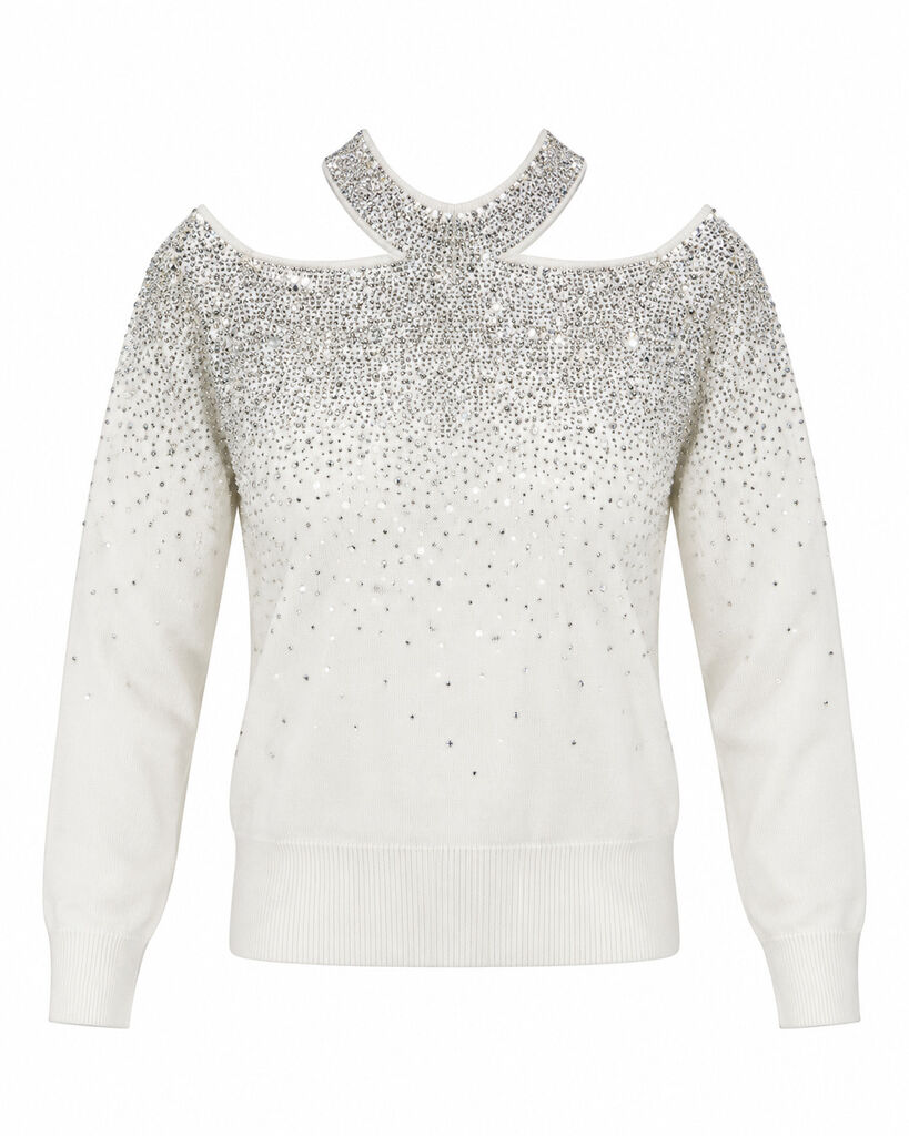 Top Long Sleeves Strass WHITE