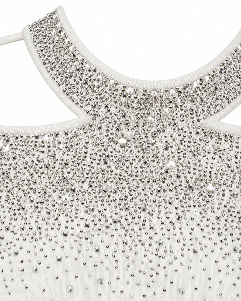 Top Long Sleeves Strass WHITE