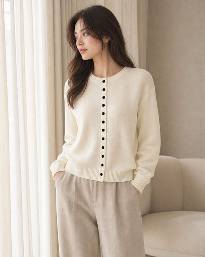 Cardigan - WHITE/NAVY