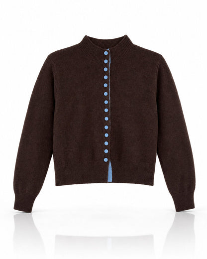 Cardigan - COFFEE/BLUE