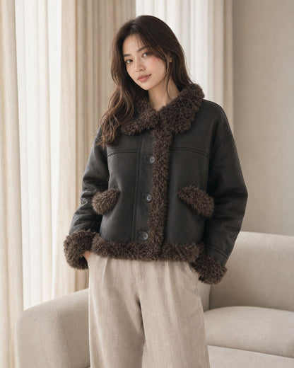 Jacket Faux Fur COFFEE