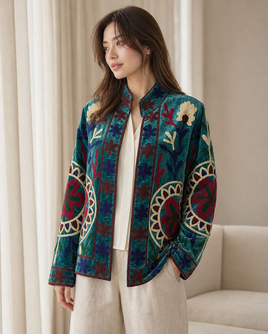 Jacket - AQUA/BEIGE
