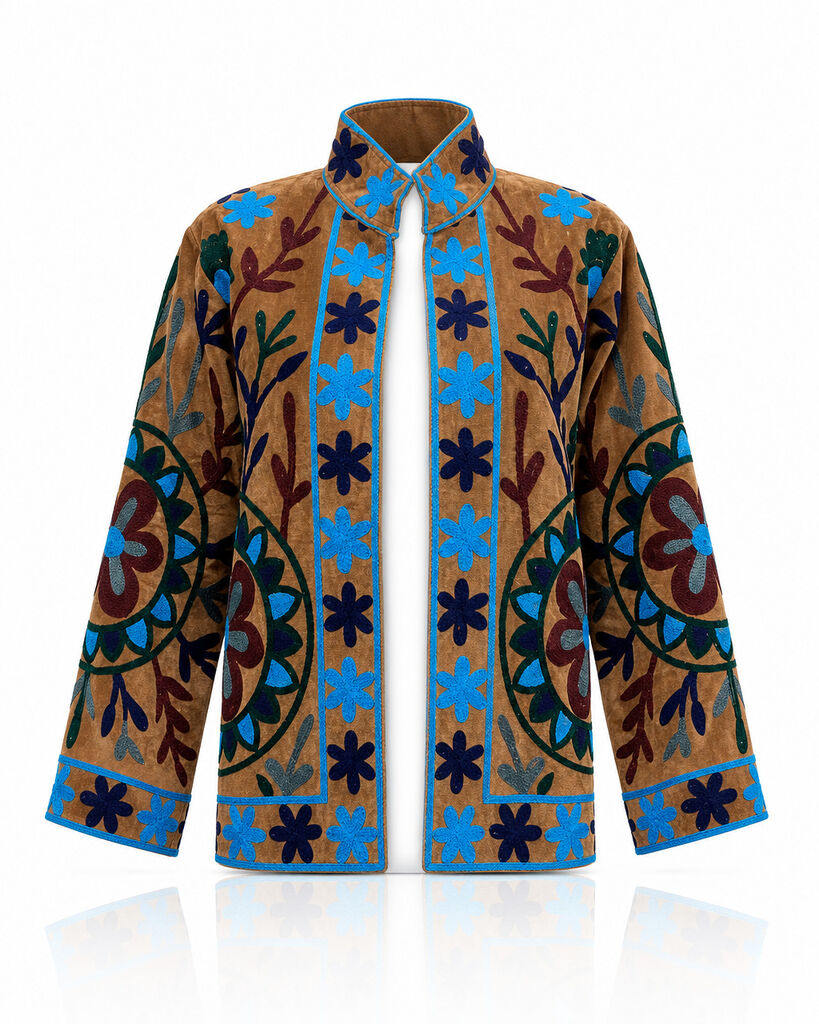 Jacket - CAMEL/BLUE