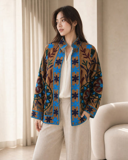 Jacket - CAMEL/BLUE