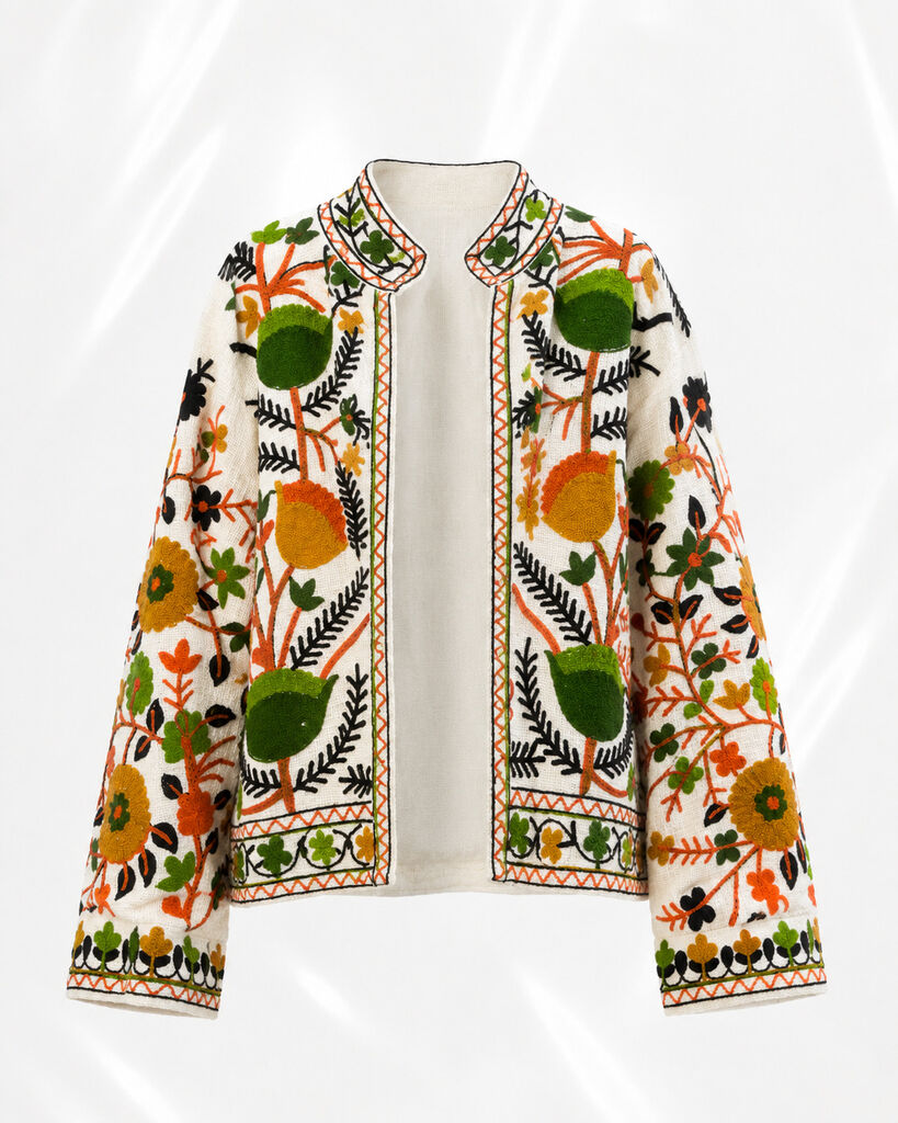 Kaftan Unique WHI/GRN