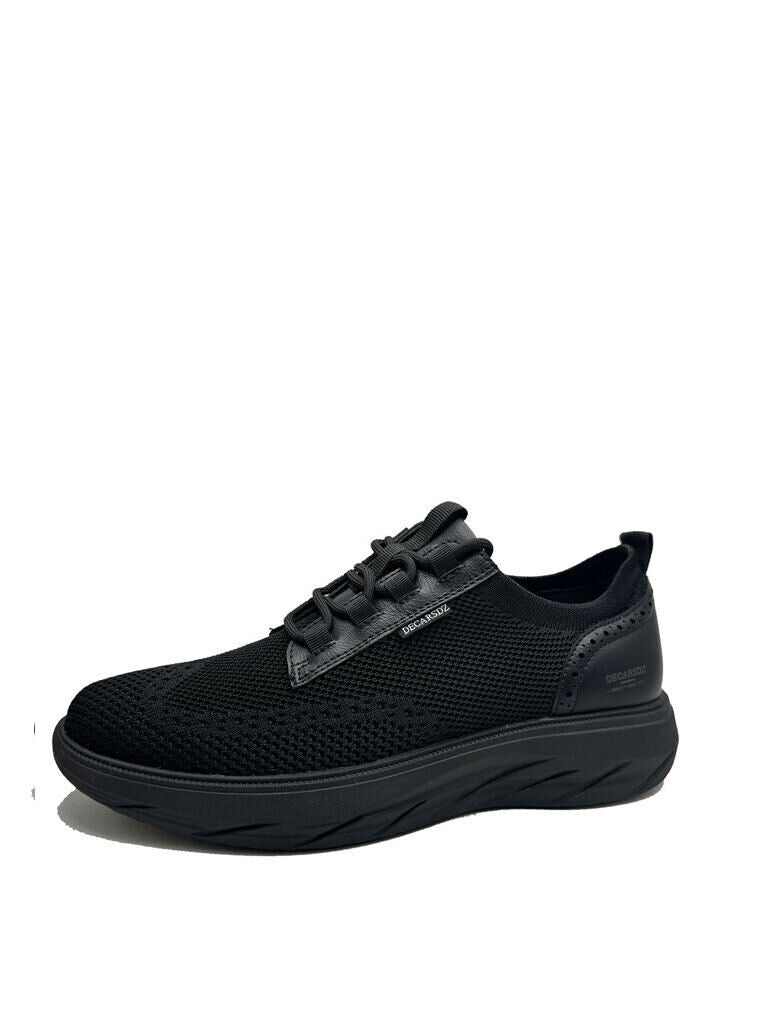 Black Mesh Lace-Up Sneakers with Raised Sole