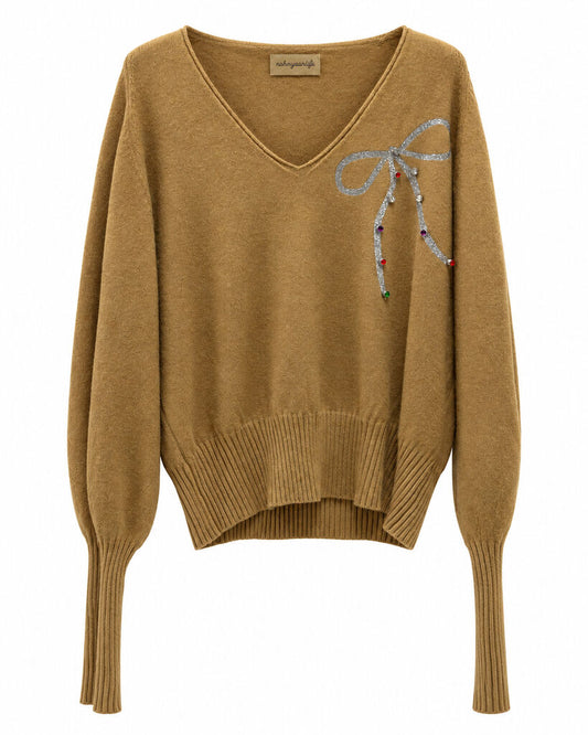 Top Long Sleeves Strass CAMEL