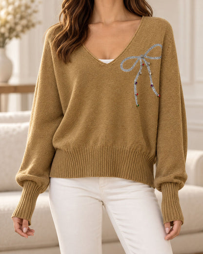 Top Long Sleeves Strass CAMEL
