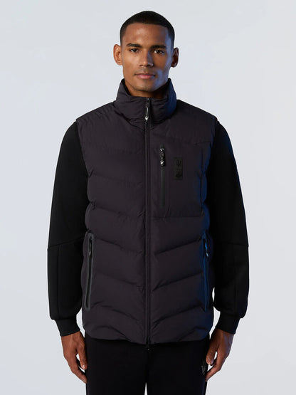 Black Quilted Vest with Zip Closure